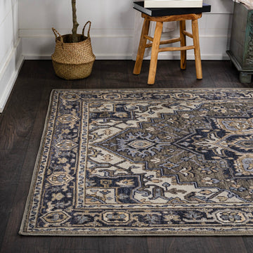 Cirali Ornate Large Medallion Washable Area Rug